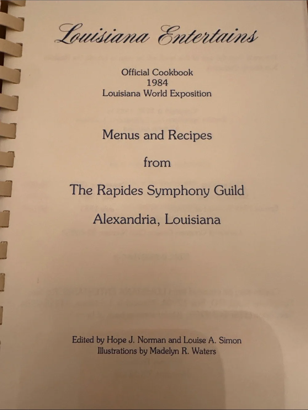 Louisiana Entertains Official Cookbook 1984 Louisiana World Exposition